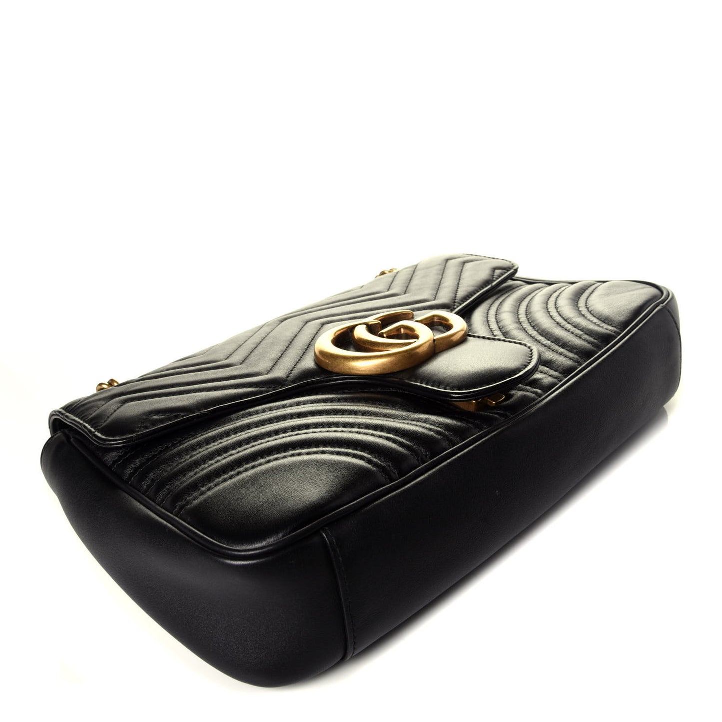 Calfskin Matelasse Medium GG Marmont Shoulder Bag Black