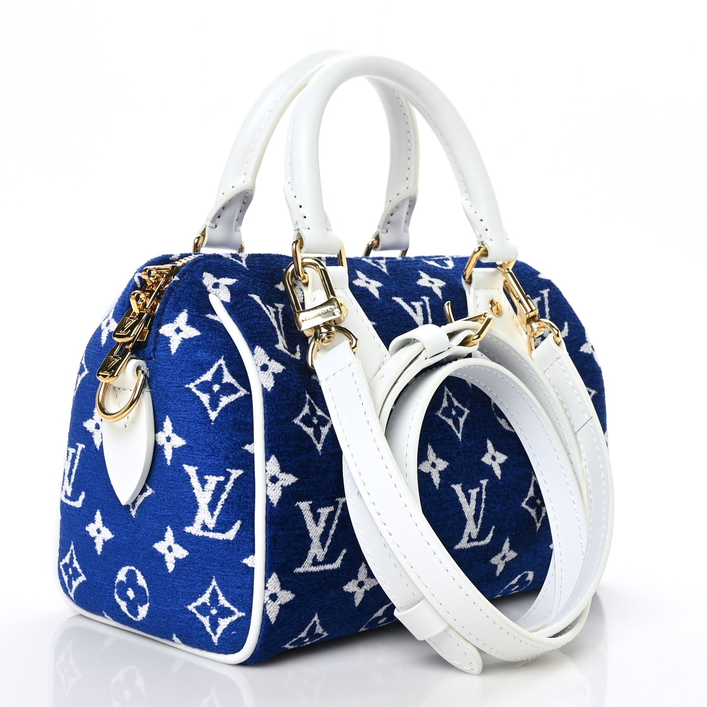 Jacquard Velvet Monogram LV Match Speedy Bandouliere 20 Blue