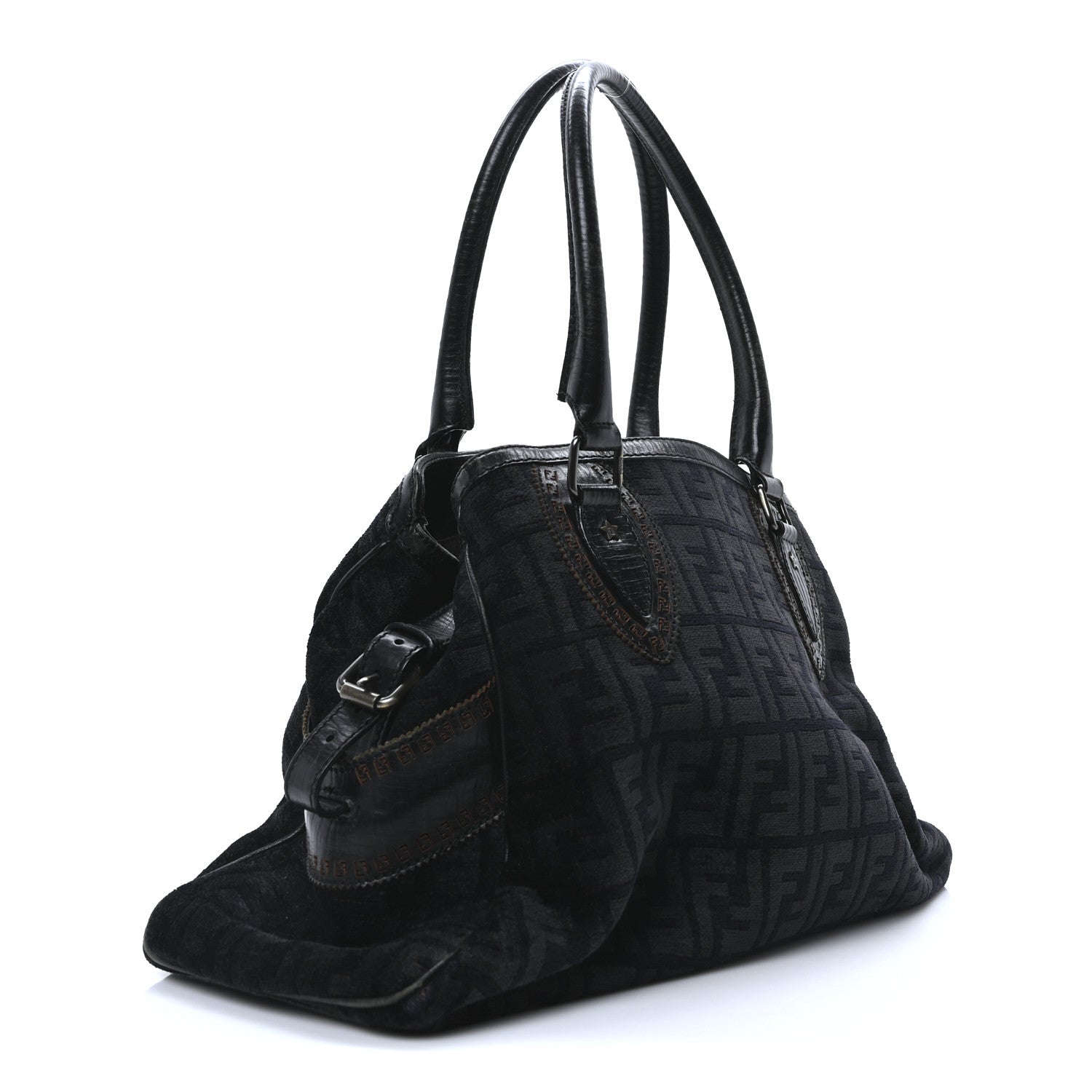 Fendi Velvet Zucca Bag De Jour Black 3 of 9