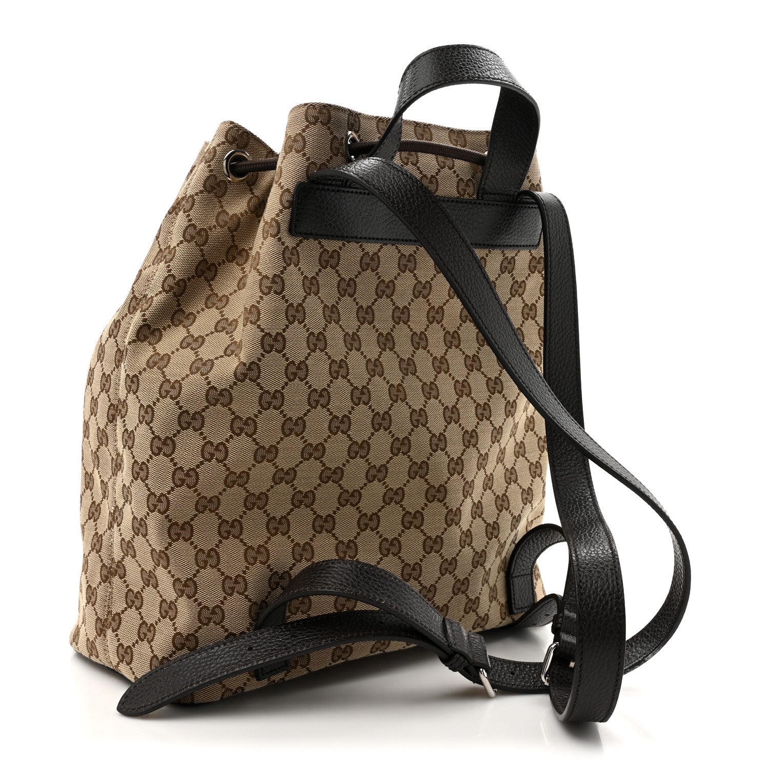Gucci Monogram Dollar Calfskin O Drawstring Backpack Beige Ebony Testa di Moro Dark Chocolate 3 of 10