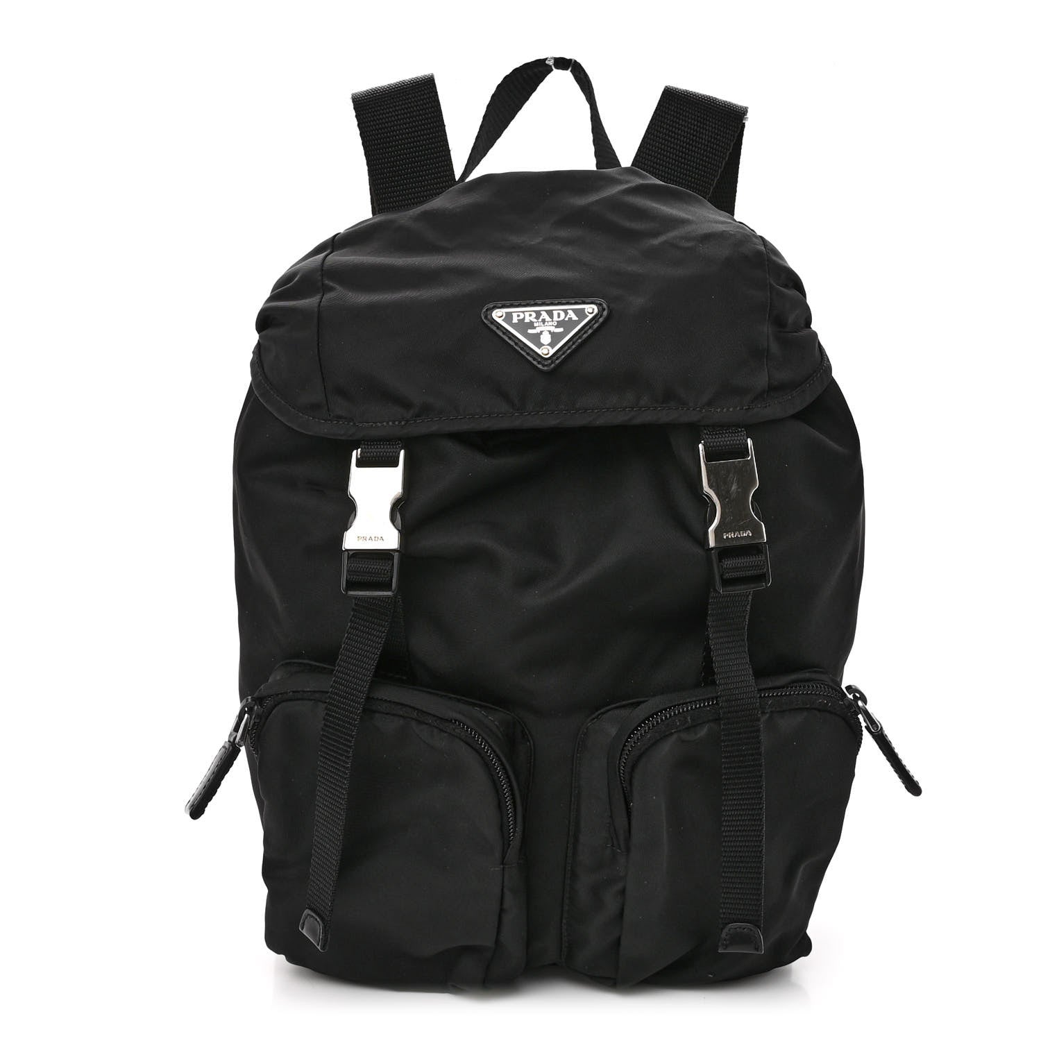 Prada Tessuto Nylon Vela Small Double Buckle Backpack Black 1 of 12