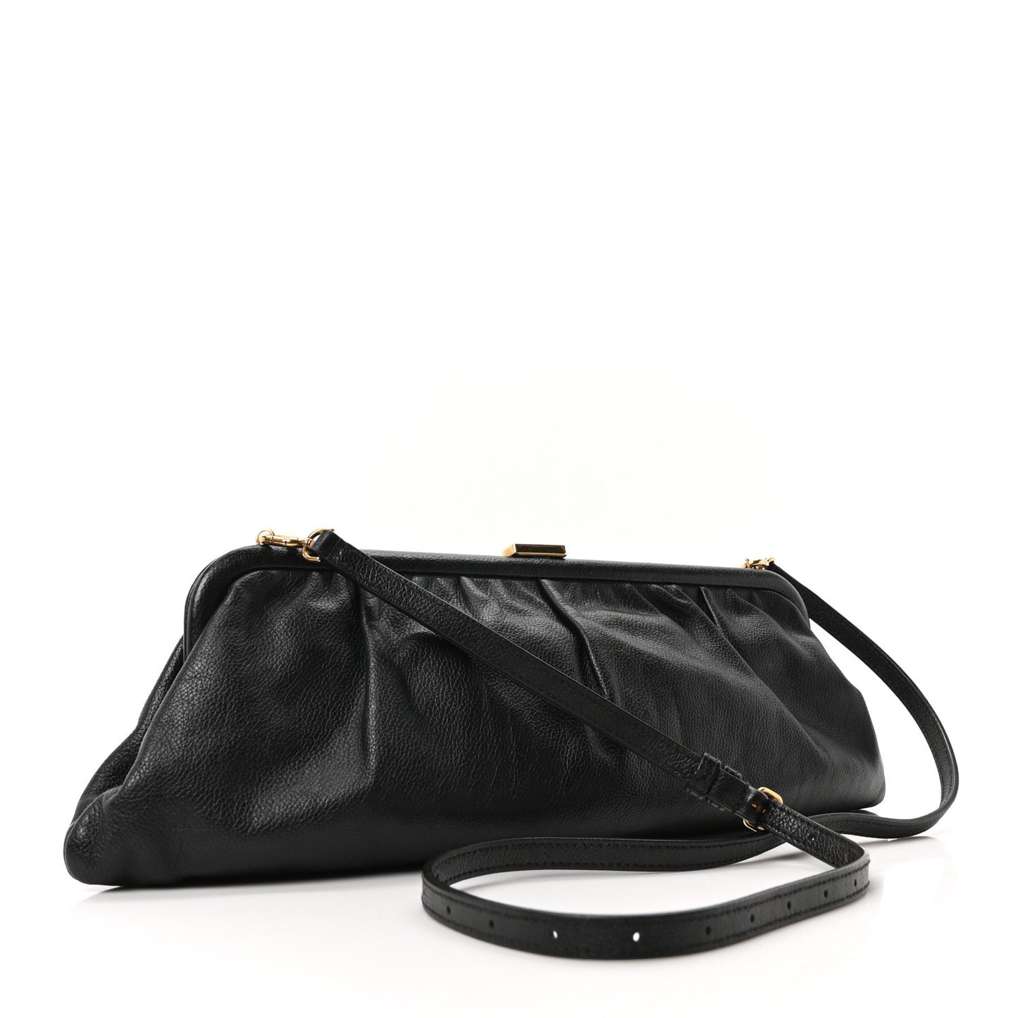 Grained Calfskin Logo XL Cloud Clutch Black