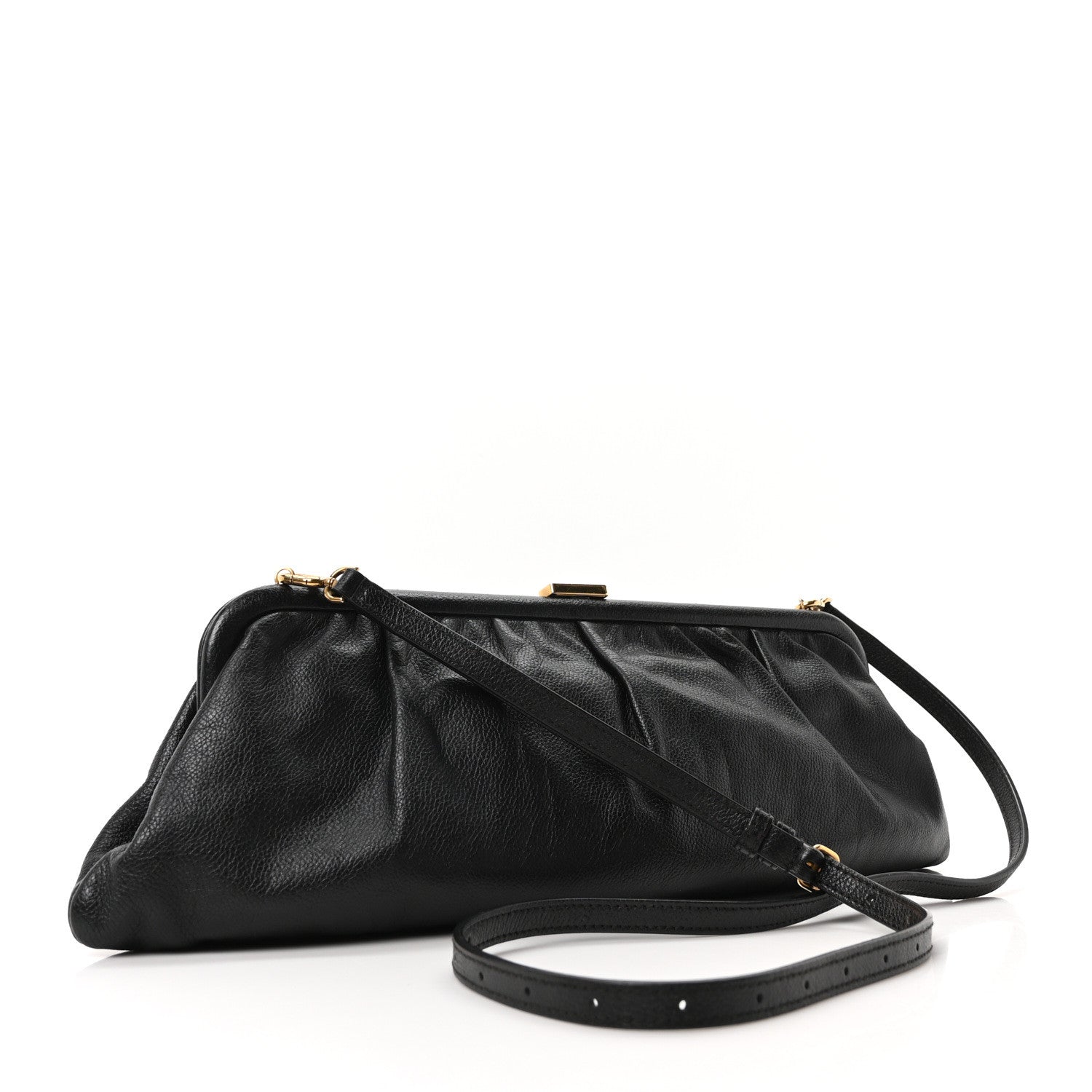 Balenciaga Grained Calfskin Logo XL Cloud Clutch Black 3 of 10