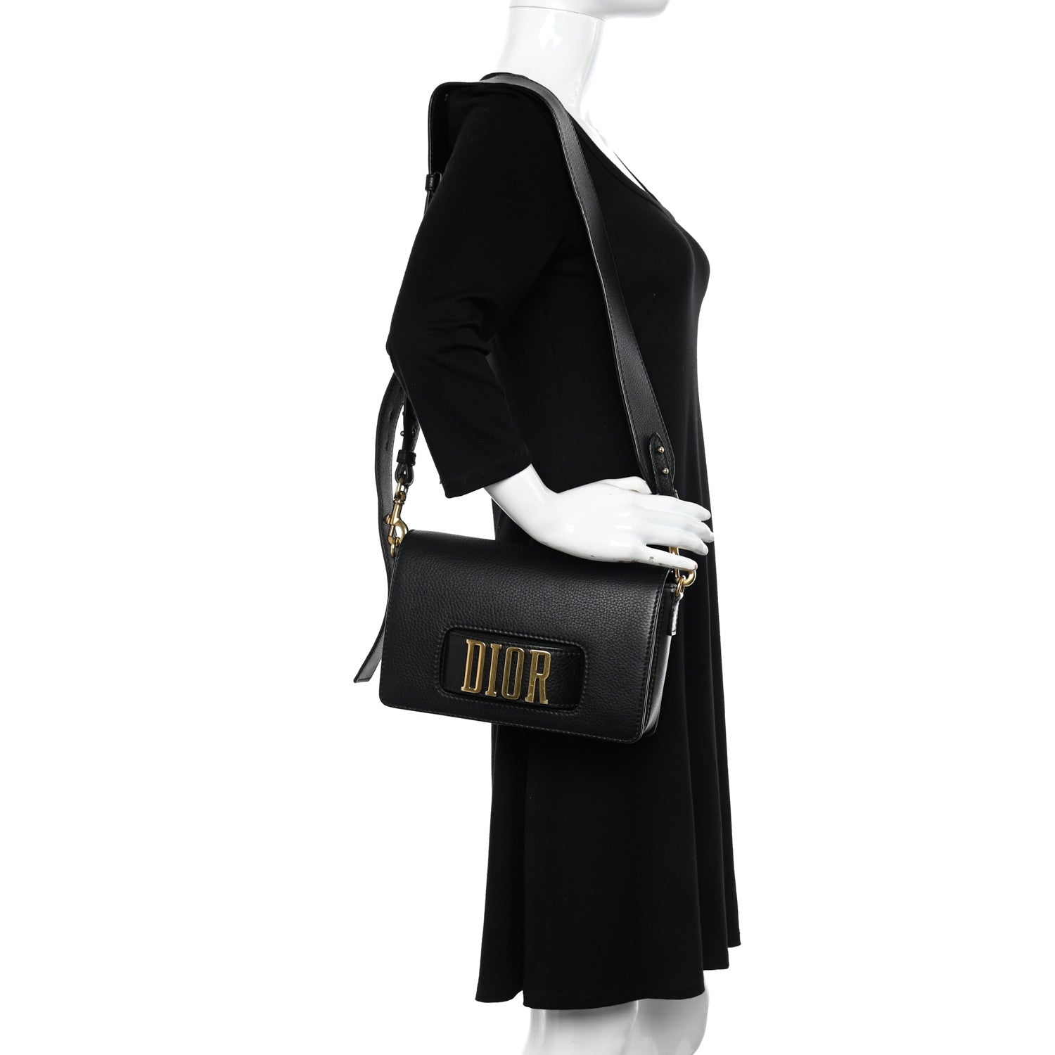 Christian Dior Grained Calfskin Dio(r)evolution Flap Bag Black 2 of 10
