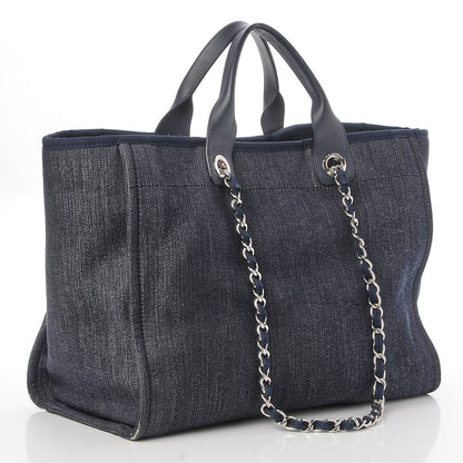 Chanel Denim Large Deauville Tote Dark Blue 4 of 10