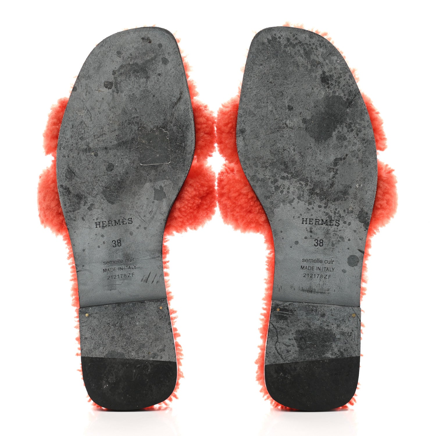 Hermes Woolskin Oran Sandals 38 Orange 5 of 8