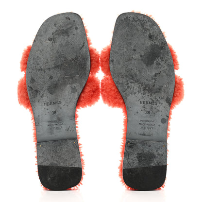 Hermes Woolskin Oran Sandals 38 Orange 5 of 8