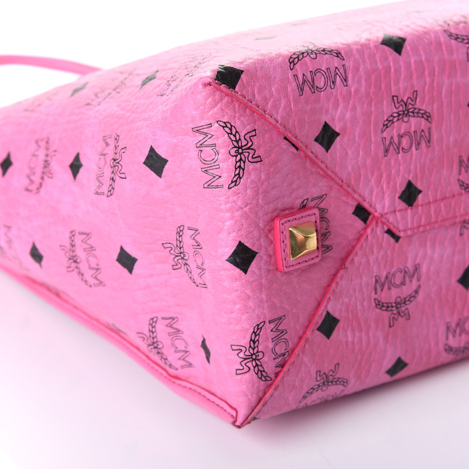 MCM Visetos Kira North South Shopper Tote Pink 5 of 8