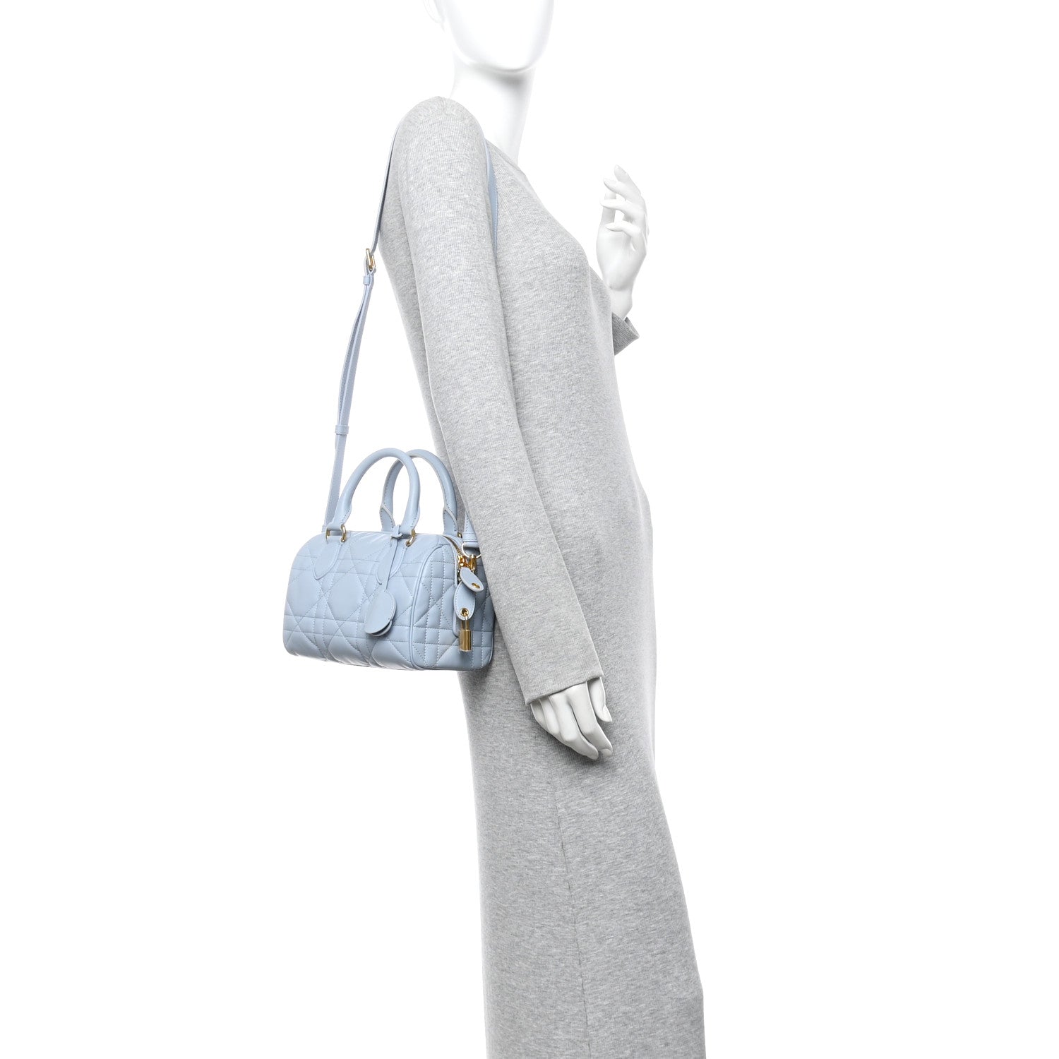 Christian Dior Calfskin Macrocannage Groove 20 Bag Pale Blue 2 of 10