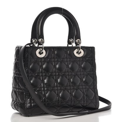 Christian Dior Lambskin Cannage Medium Lady Dior Black 3 of 9
