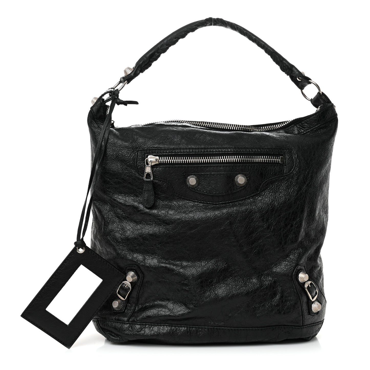 Agneau Giant 12 Silver Hardware Day Hobo Black