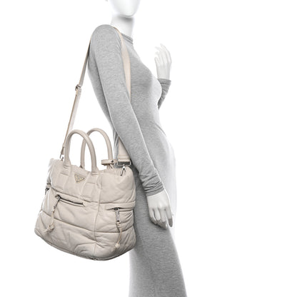 Prada Nappa Bomber Tote Bianco 2 of 11