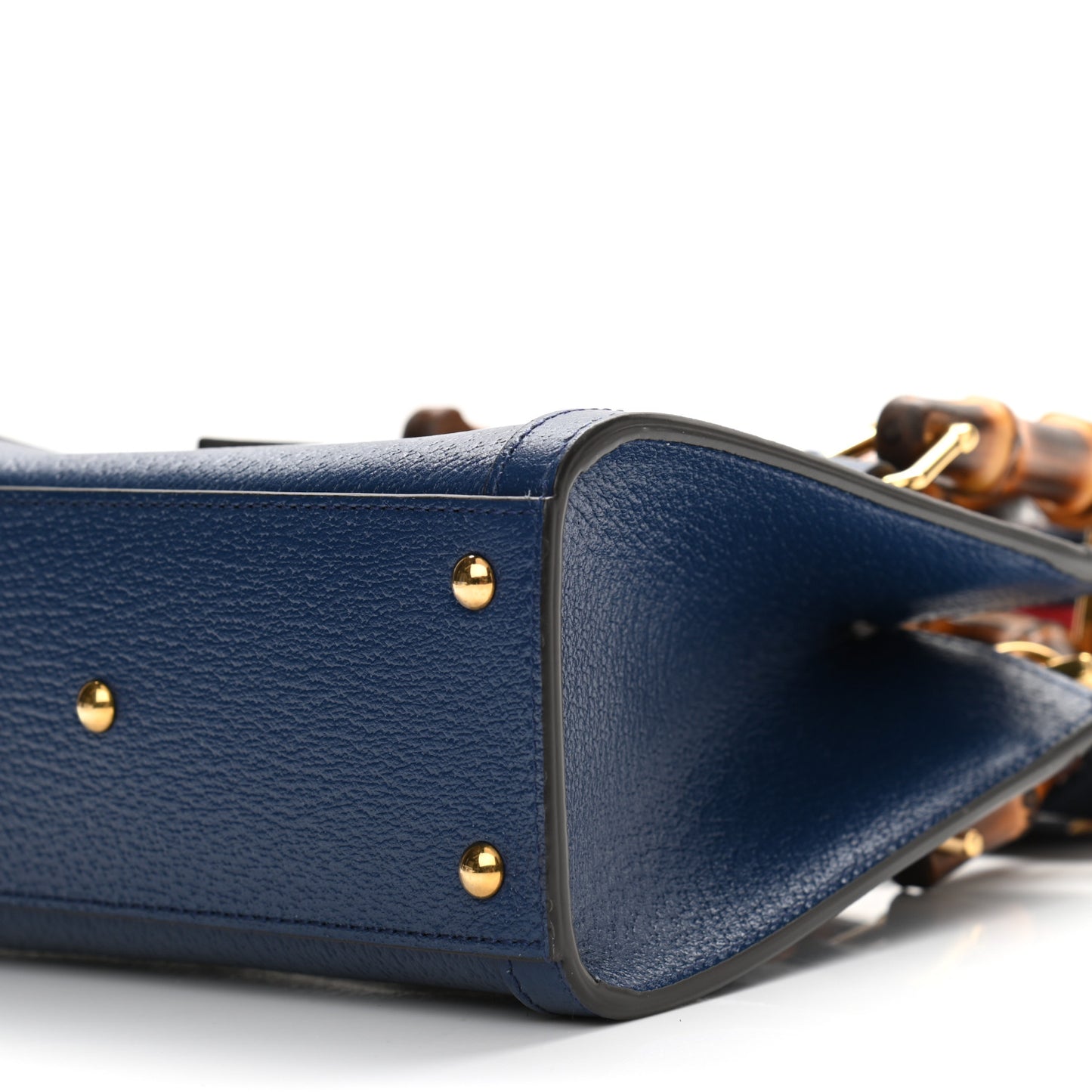 Textured Dollar Calfskin Web Mini Diana Tote Bag Royal