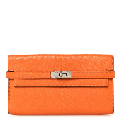 Hermes Chevre Mysore Kelly Longue Wallet Orange 1 of 12