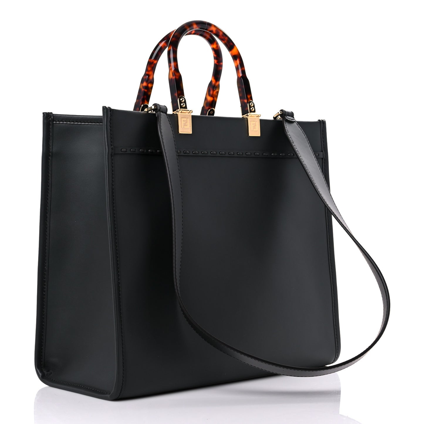 Vitello King Plexiglass Elaphe Python Print Logo Medium Fendi Sunshine Shopper Tote Dark Asphalt