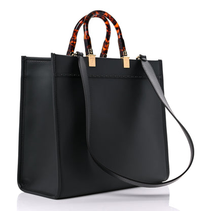 Fendi Vitello King Plexiglass Elaphe Python Print Logo Medium Fendi Sunshine Shopper Tote Dark Asphalt 3 of 13