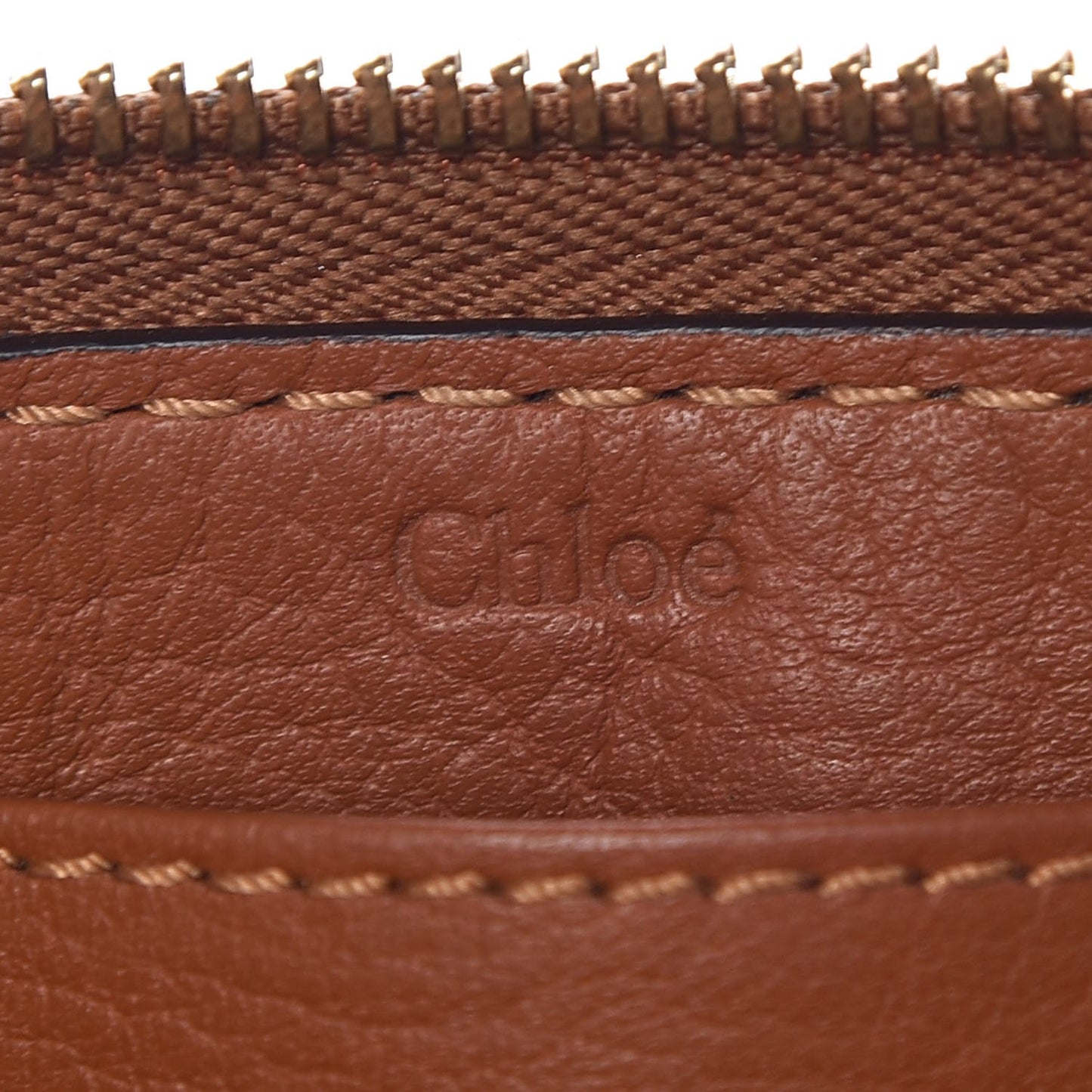 Grained Calfskin Marcie Long Zip Around Wallet Tan