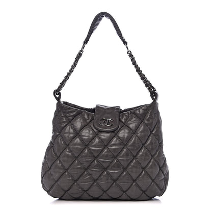 Chanel Calfskin Bubble Quilt Hobo Grey 1 of 14