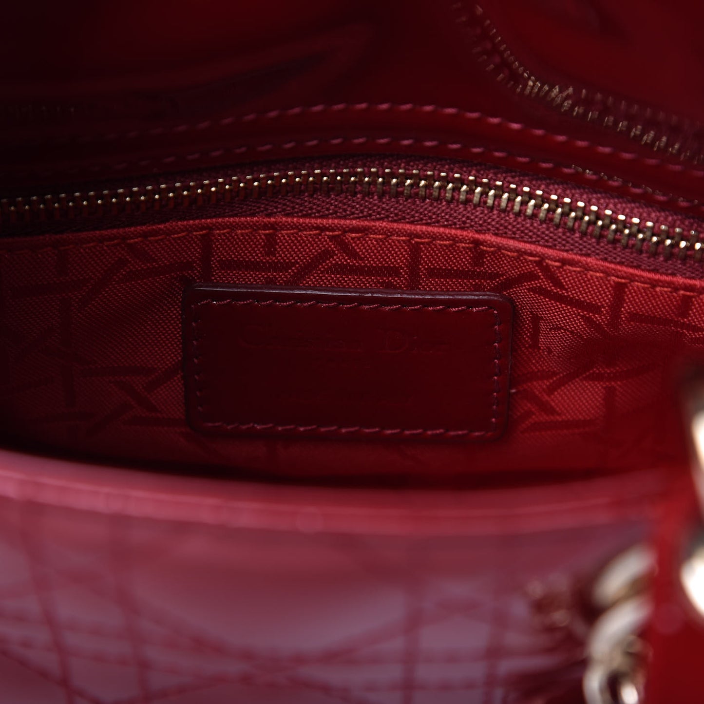 Patent Cannage Mini Lady Dior Red
