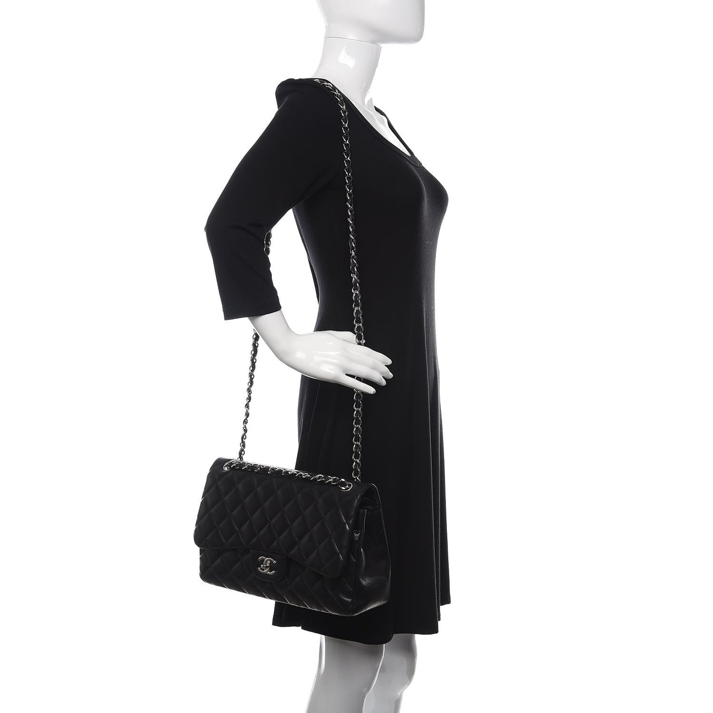 Lambskin Quilted Jumbo Double Flap Black