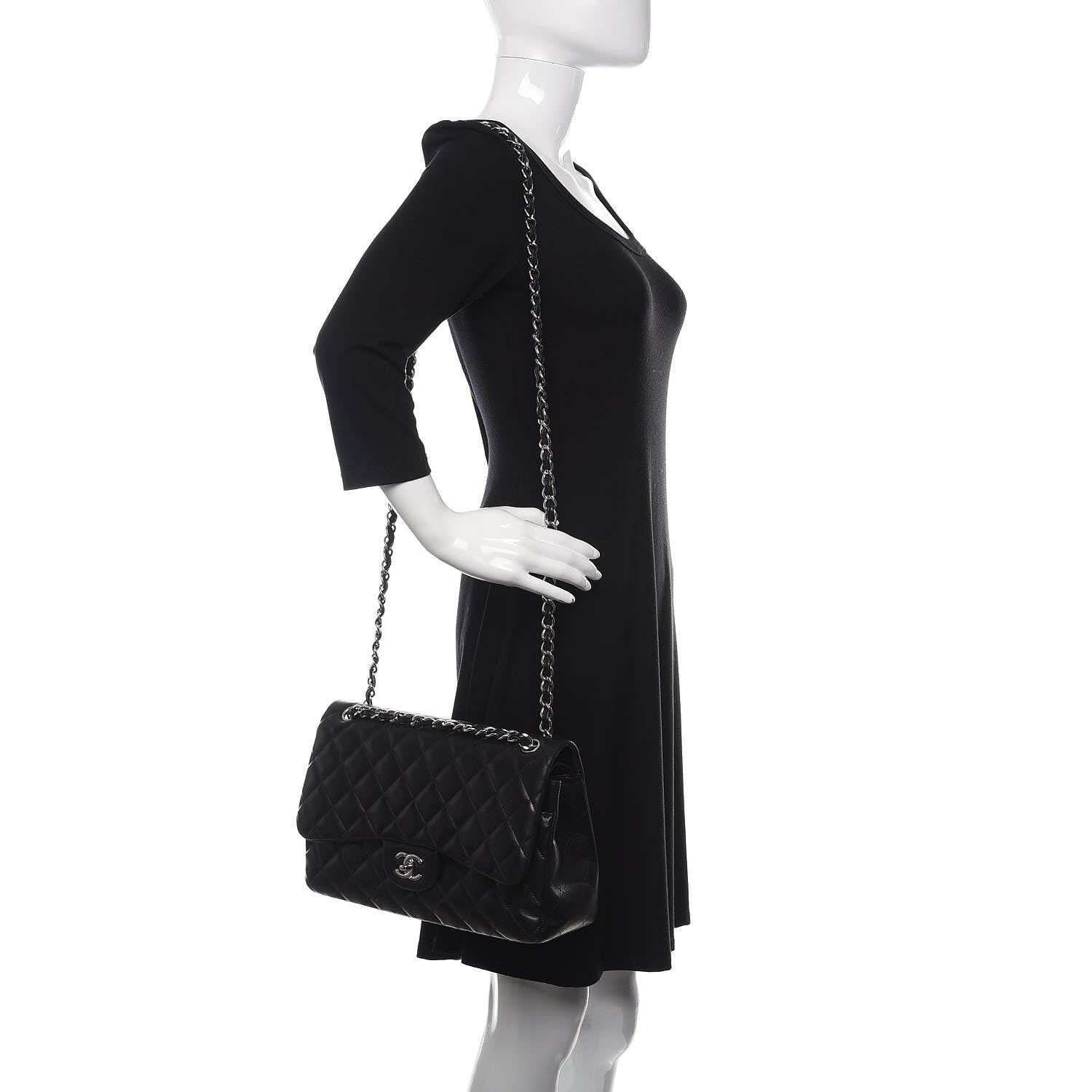 Chanel Lambskin Quilted Jumbo Double Flap Black 2 of 23