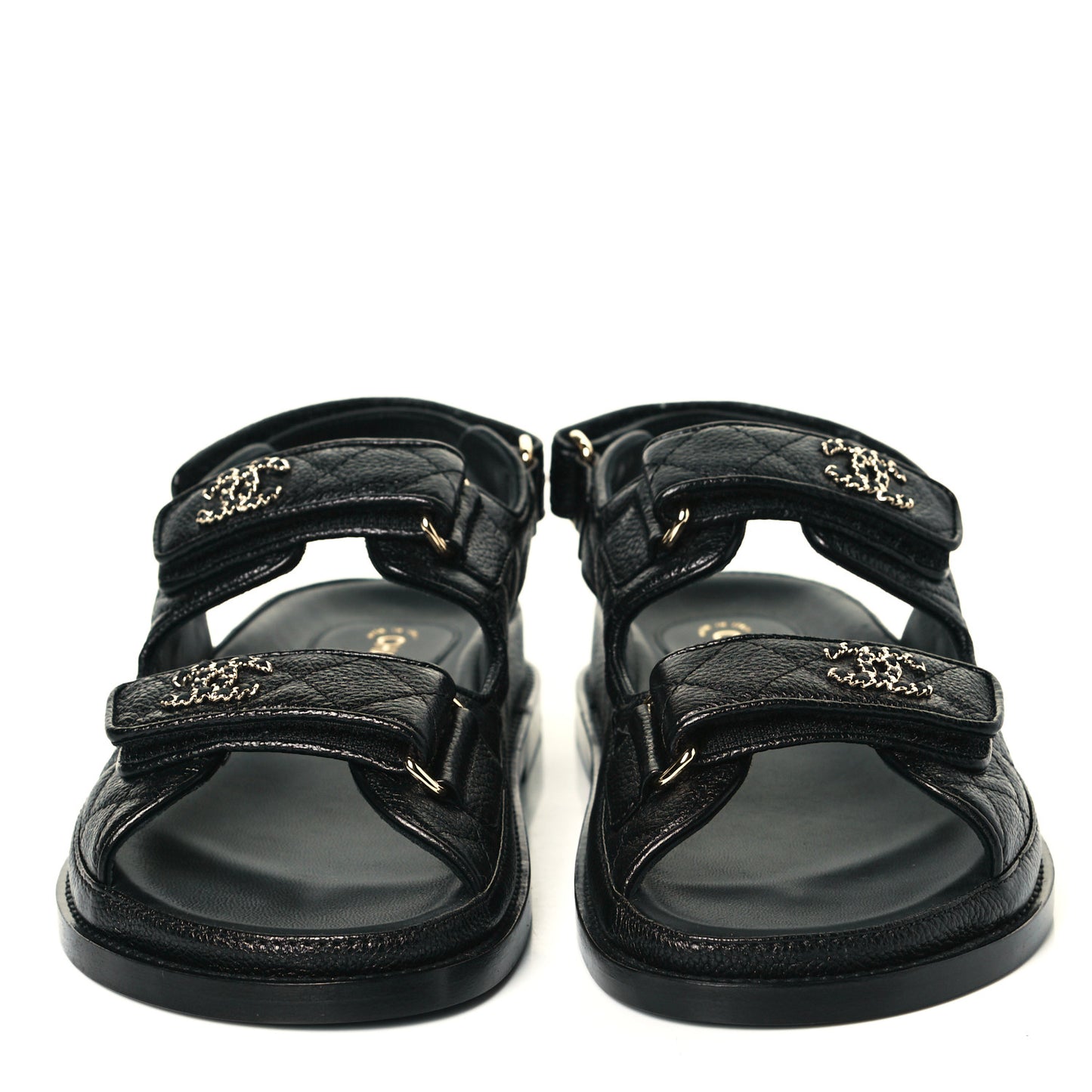 Grained Calfskin Velcro Dad Sandals 36.5 Black