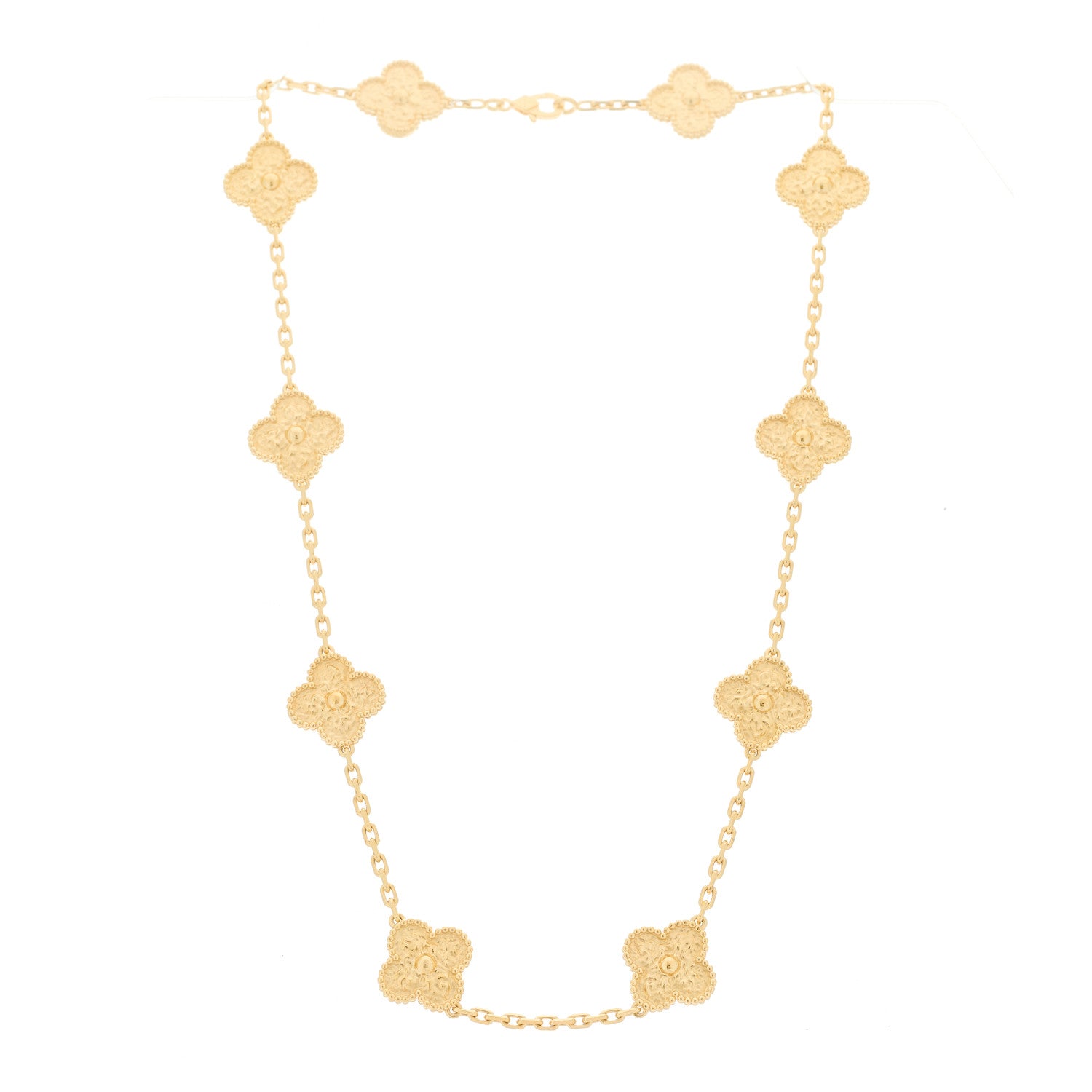 Van Cleef & Arpels 18K Yellow Gold 10 Motifs Vintage Alhambra Necklace 3 of 5
