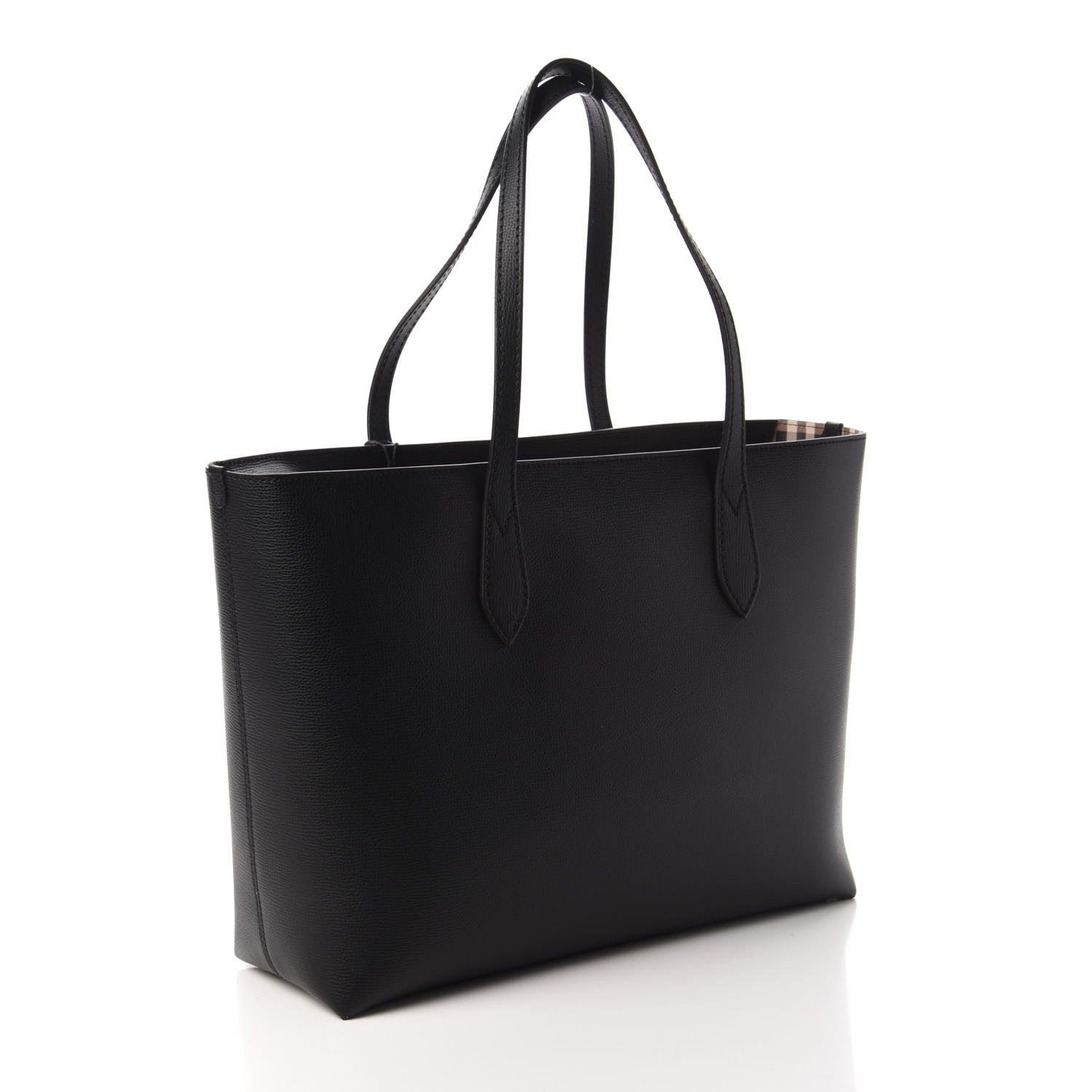 Burberry Grainy Calfskin Haymarket Check Medium Reversible Tote Black 3 of 9