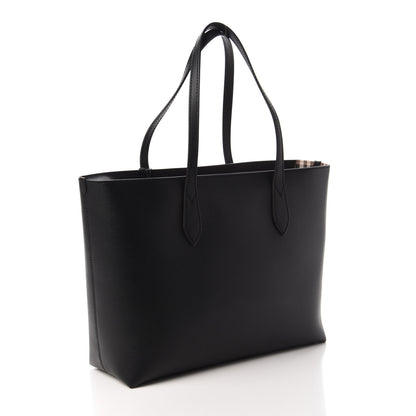 Burberry Grainy Calfskin Haymarket Check Medium Reversible Tote Black 3 of 9