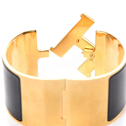 Hermes Enamel Extra Wide Clic Clac H Bracelet PM Black 3 of 5