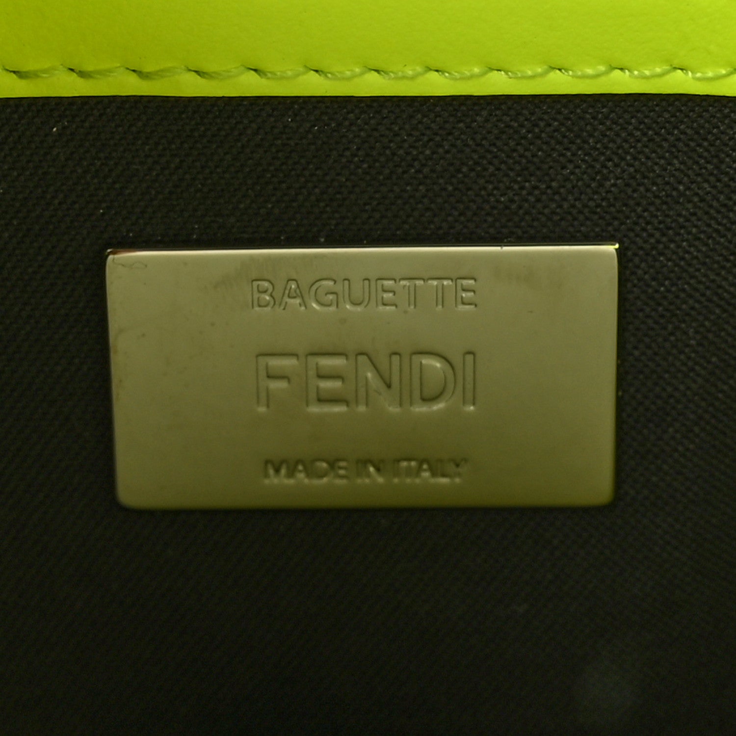 Fendi X MARC JACOBS Nappa FF 1974 Embossed Baguette Yellow Fluo 8 of 12
