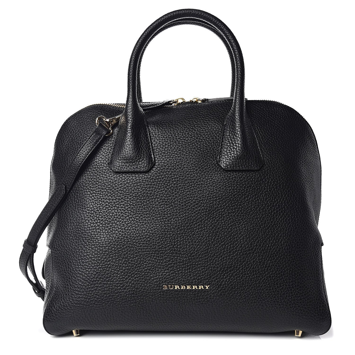 Burberry London Grainy Calfskin Medium Greenwood Bowling Bag Black 1 of 8