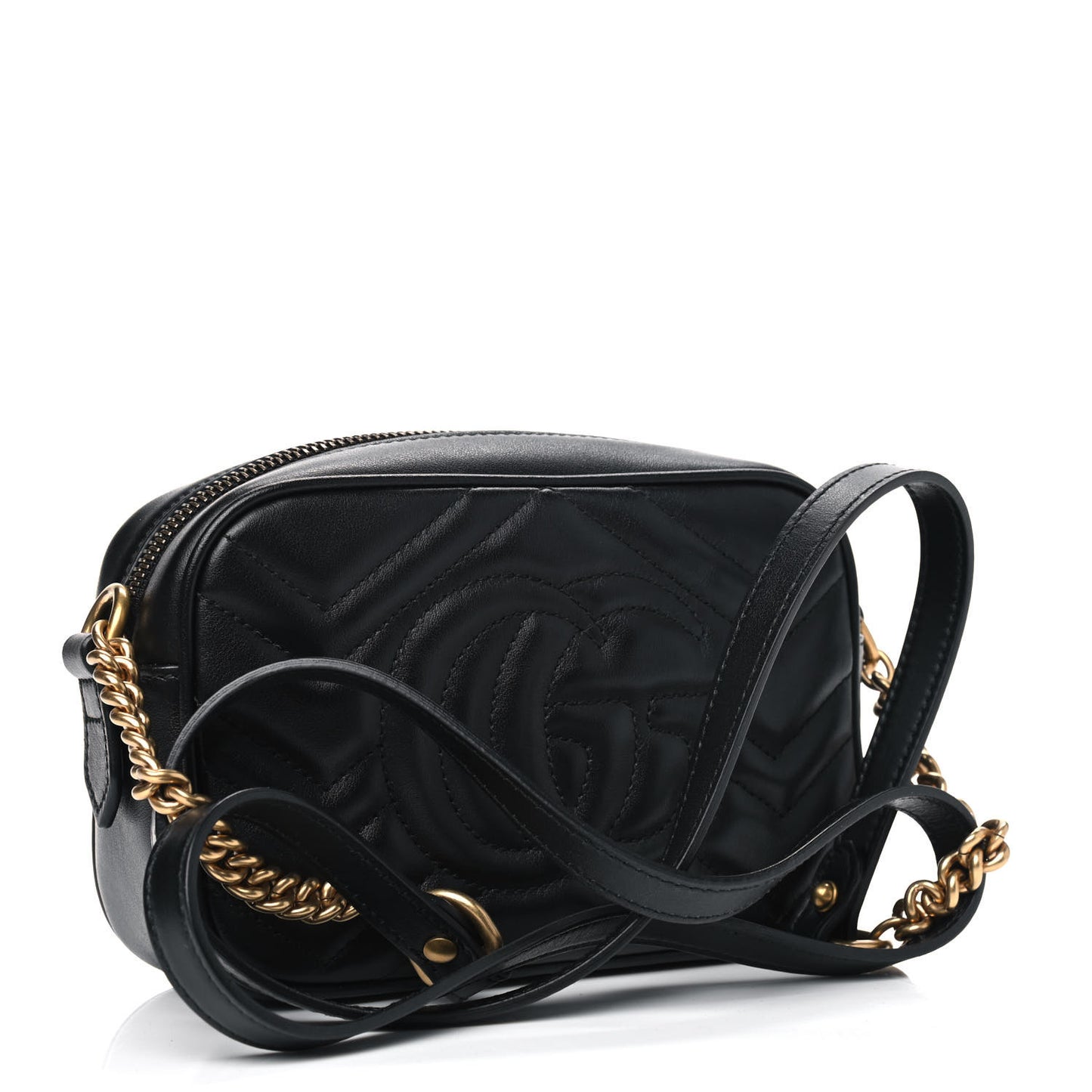Calfskin Matelasse Mini GG Marmont Chain Shoulder Bag Black