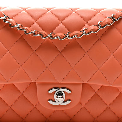 Chanel Lambskin Quilted Medium Double Flap Orange 7 of 9