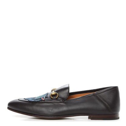 Gucci Lambskin Wolf Embroidered Mens Brixton Horsebit Loafers 14 Cocoa 1 of 10