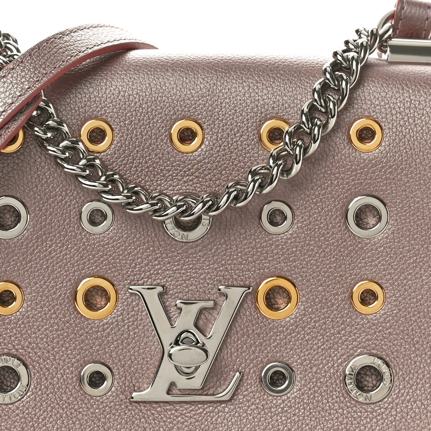 Louis Vuitton Soft Calfskin Eyelet Lockme II Chain Bag BB Rose Gold 7 of 9