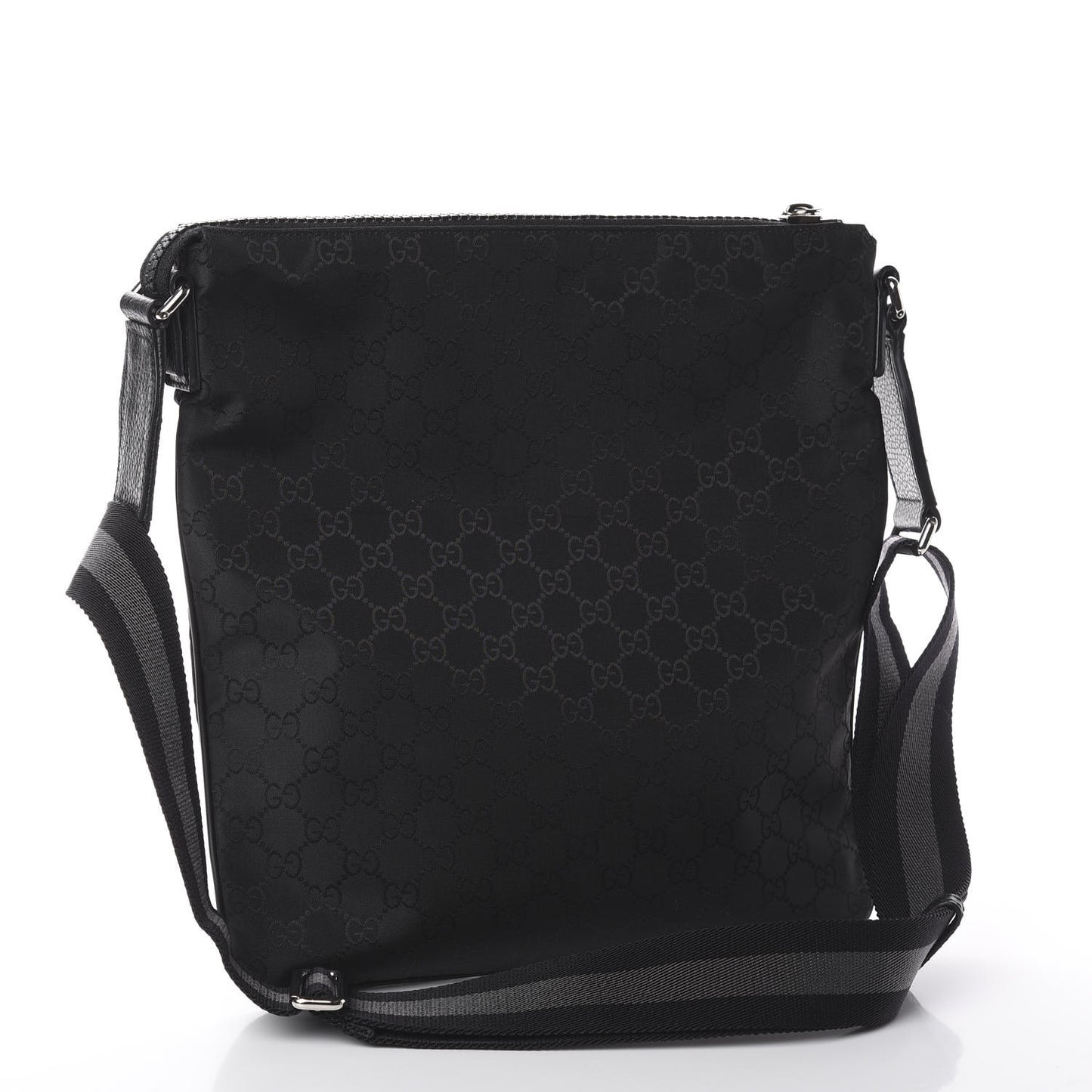 Nylon Monogram Medium Flat Messenger Bag Black
