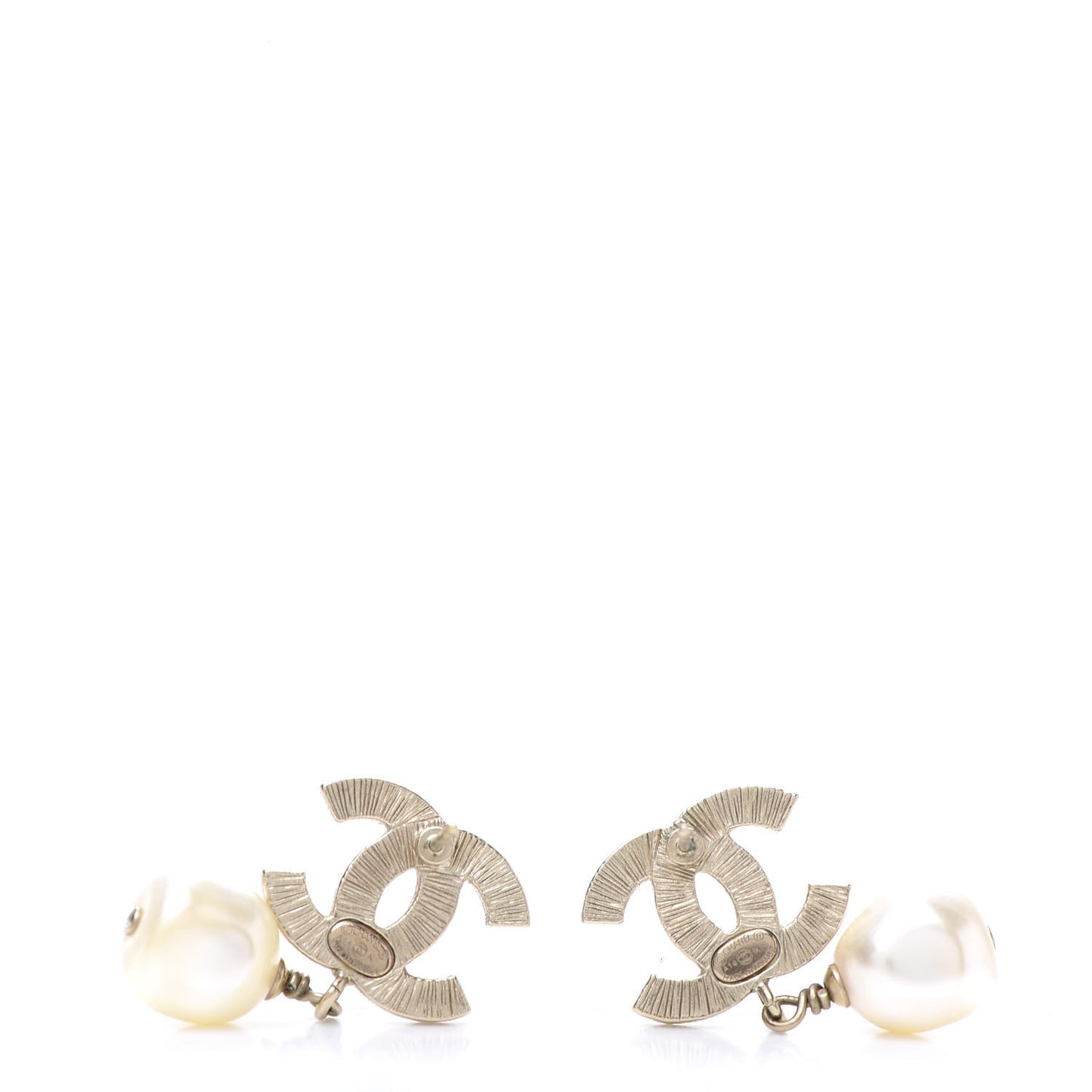 Pearl Enamel CC Drop Earrings Black