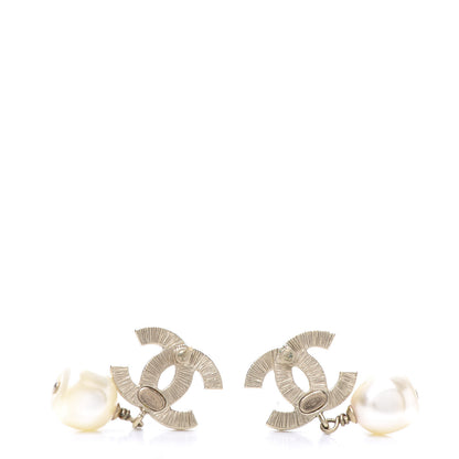 Chanel Pearl Enamel CC Drop Earrings Black 3 of 5