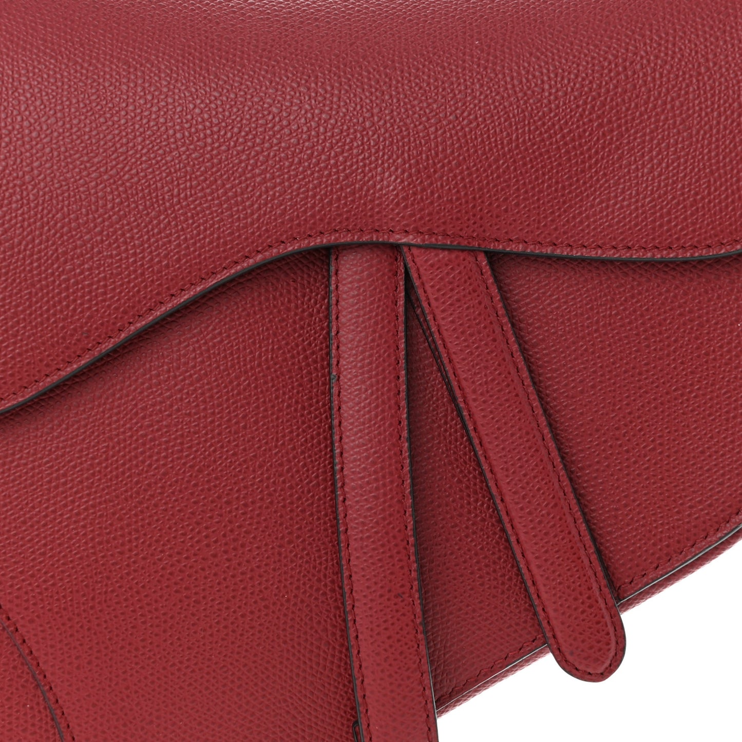 Grained Calfskin Saddle Bag Red