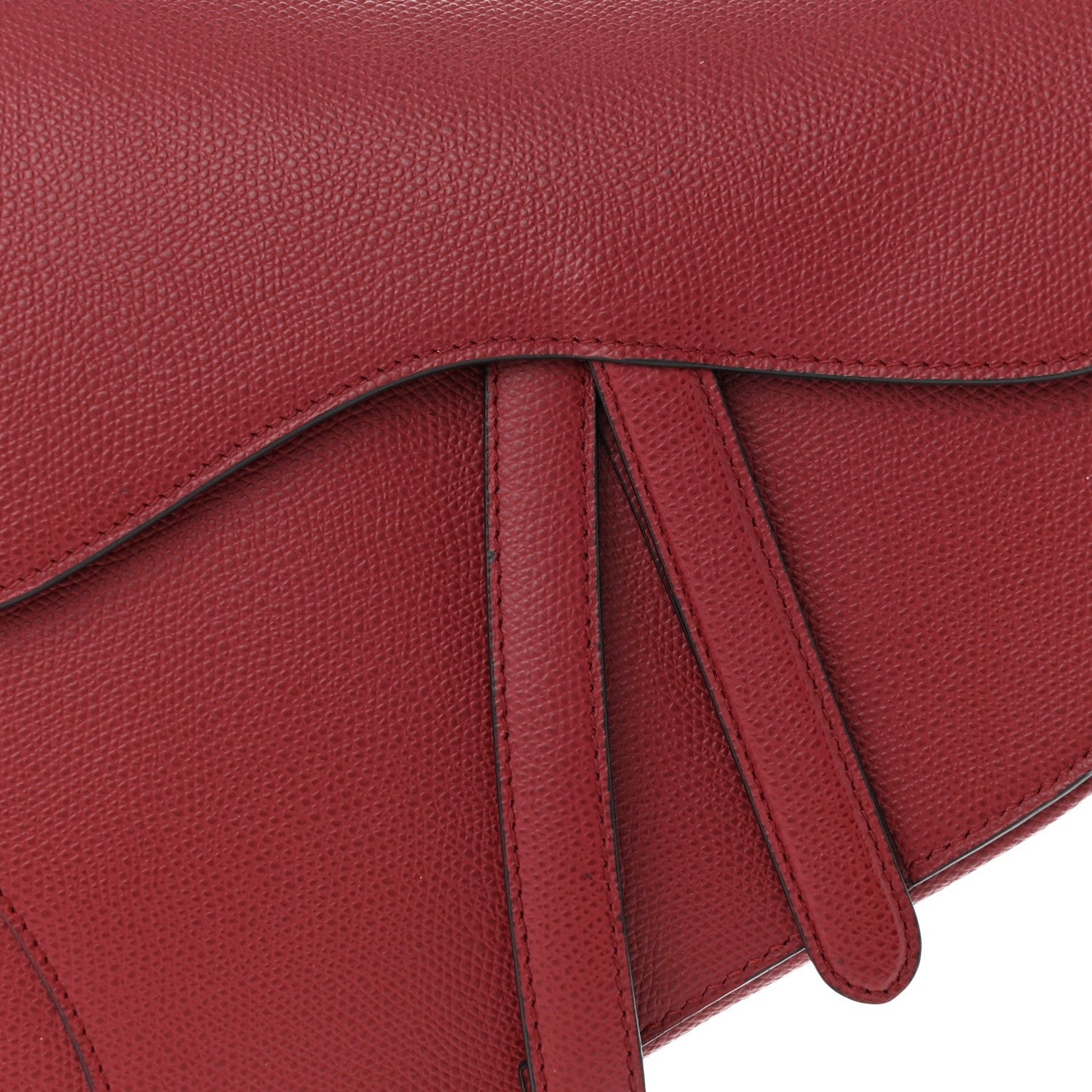 Christian Dior Grained Calfskin Saddle Bag Red 8 of 10