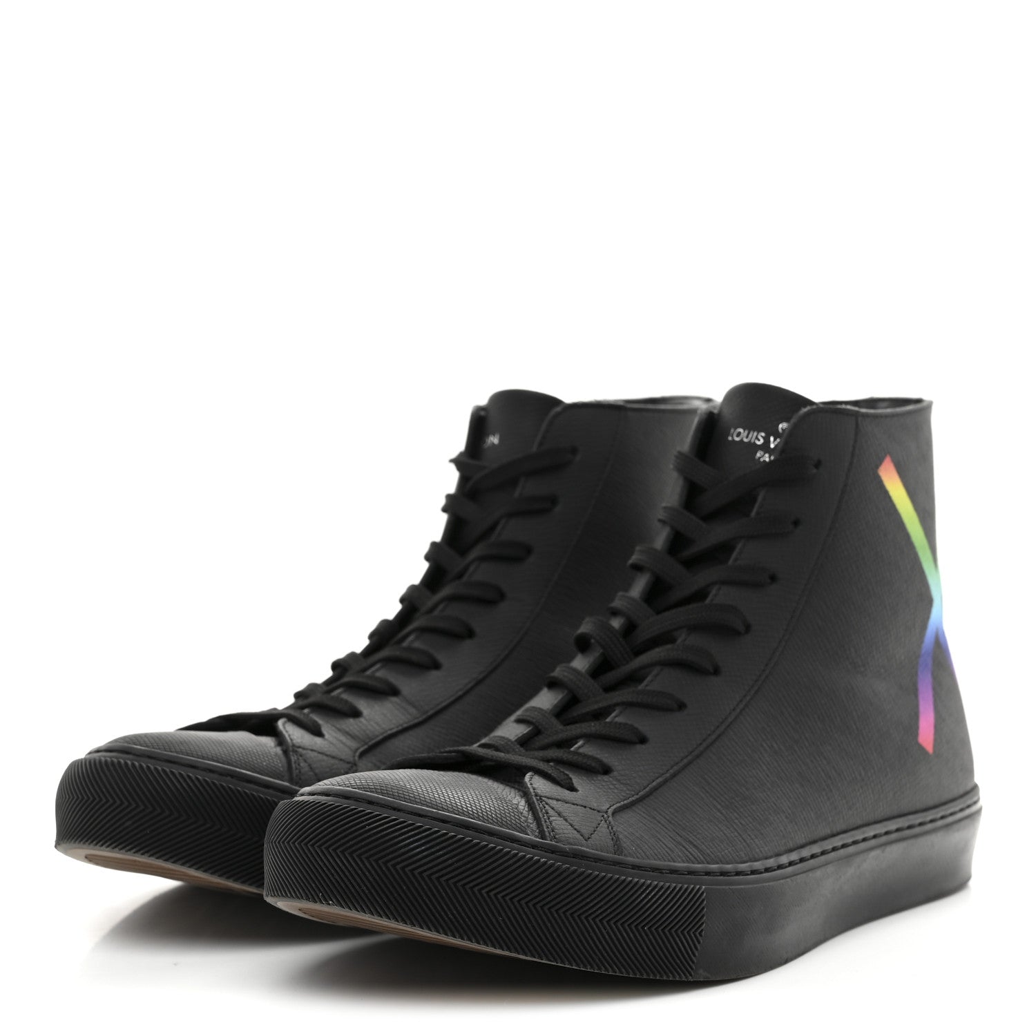 Louis Vuitton Calfskin Mens LV Tattoo Sneaker Boots 8.5 Black 4 of 11