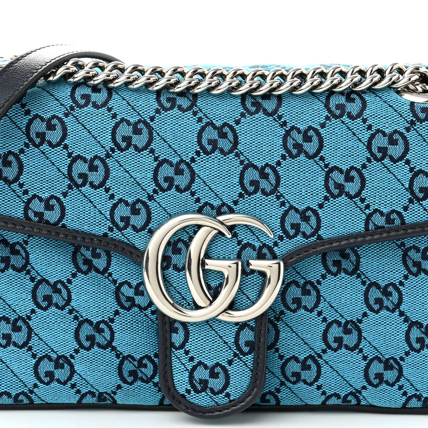 Monogram Multicolor Matelasse Diagonal Small GG Marmont Shoulder Bag Light Blue
