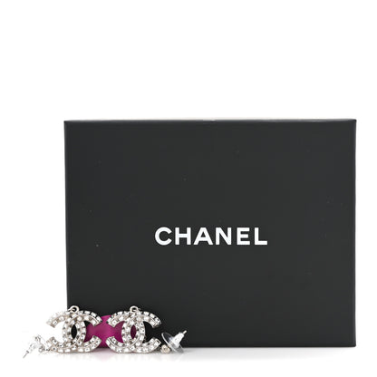 Chanel Baguette Crystal CC Drop Earrings Silver 5 of 5