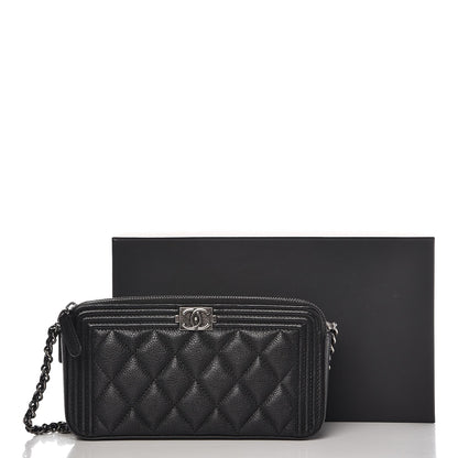 Chanel Caviar Quilted Small Boy Clutch With Chain Black 10 of 10