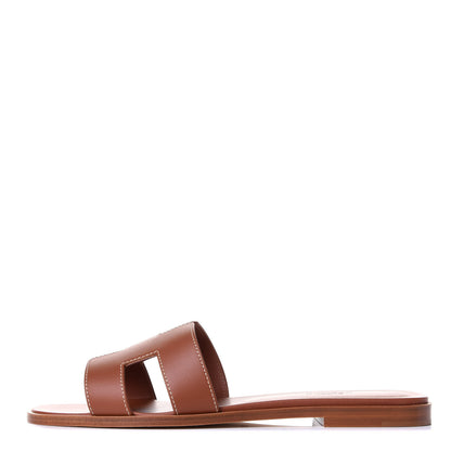 Hermes Box Calfskin Oran Sandals 39 Gold 1 of 11