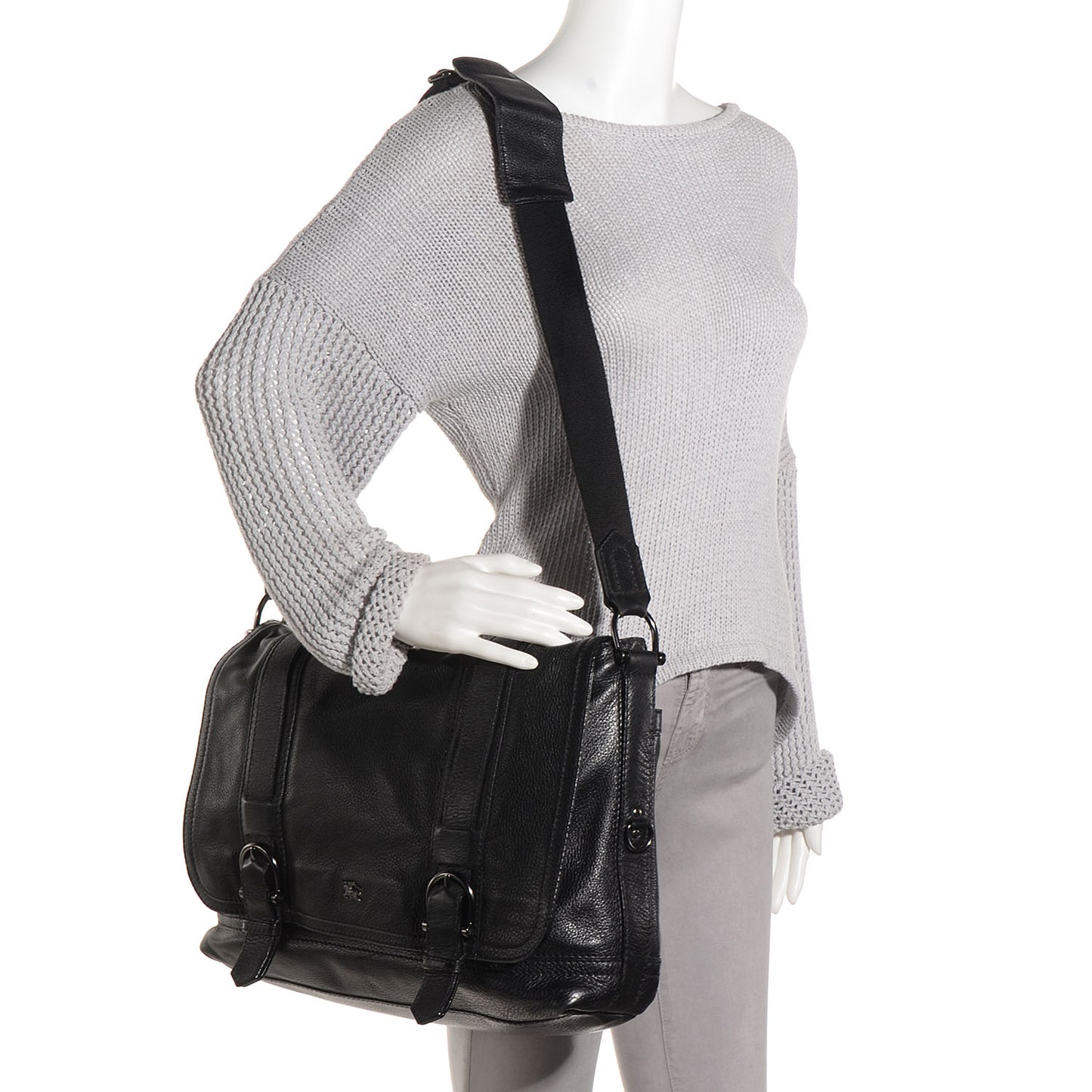 Leather Messenger Bag Black