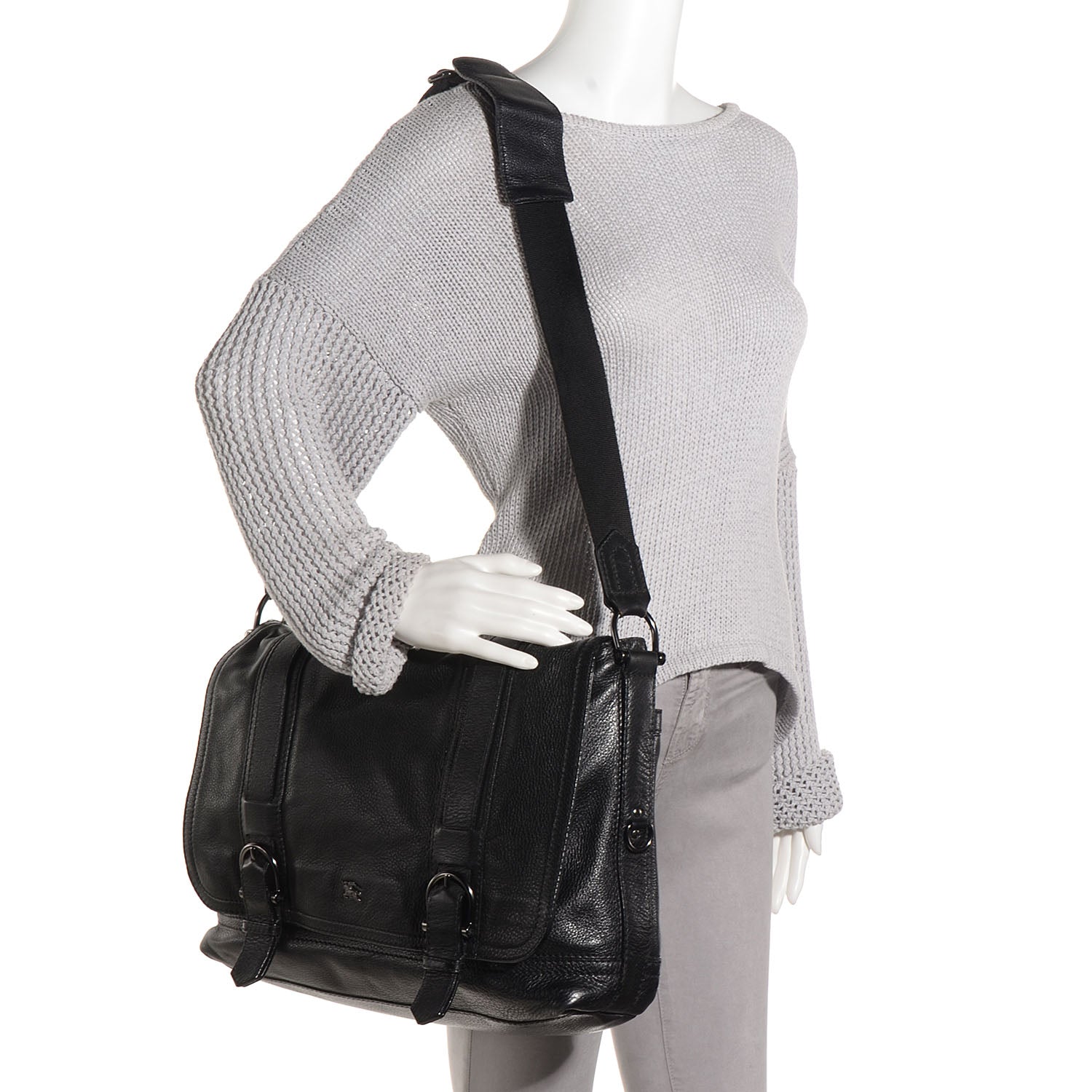 Burberry Leather Messenger Bag Black 2 of 11