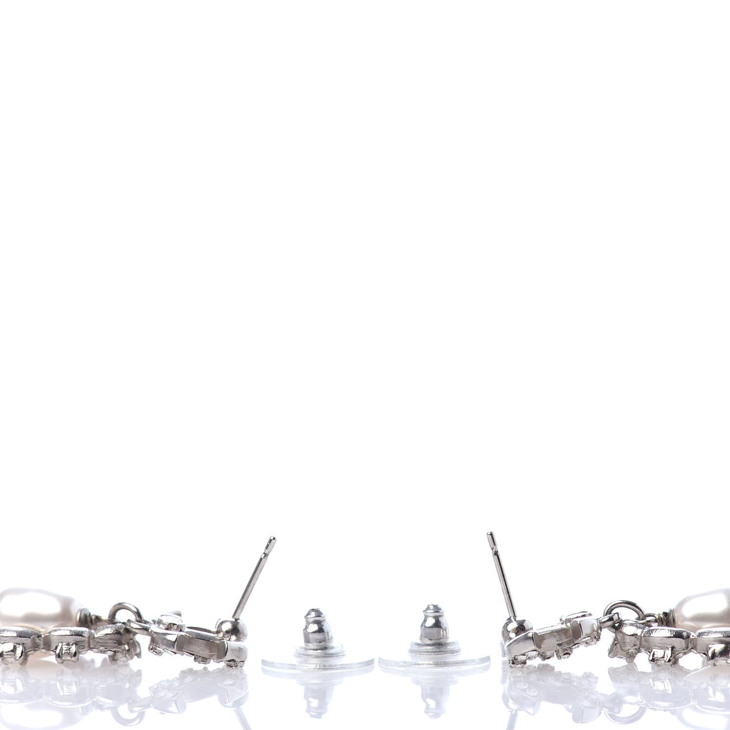 Crystal Pearl Imperial Bow Earrings Silver