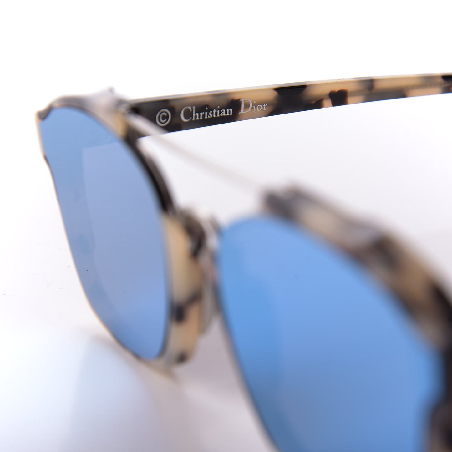 Abstract Square Mirrored Sunglasses Spotted Havana Blue